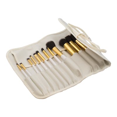 Basics Makeup Bag &amp; Brushes Ivory 12 st + 1 st