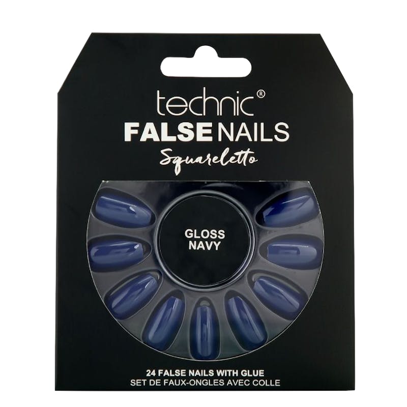 Technic False Nails Squareletto Gloss Navy 24 kpl