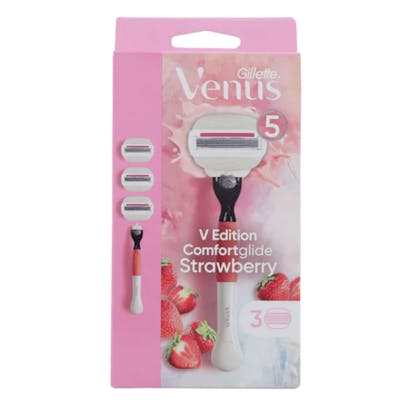 Gillette Venus Comfortglide Strawberry Razor &amp; Razor Blades 1 stk + 3 stk