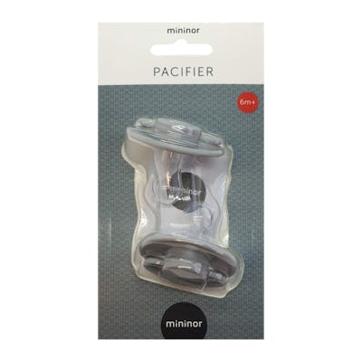Mininor Round Pacifier Silicone 6M Grey 2 st