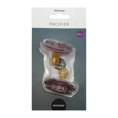 Mininor Round Pacifier Latex 0M Purple 2 st