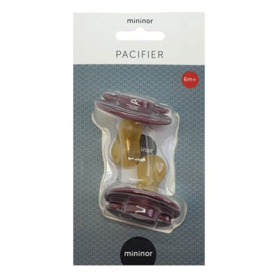 Mininor Round Pacifier Latex 6M Purple 2 st