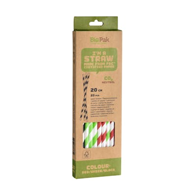 Duni Paper Straws Red/Green/Black 20 st